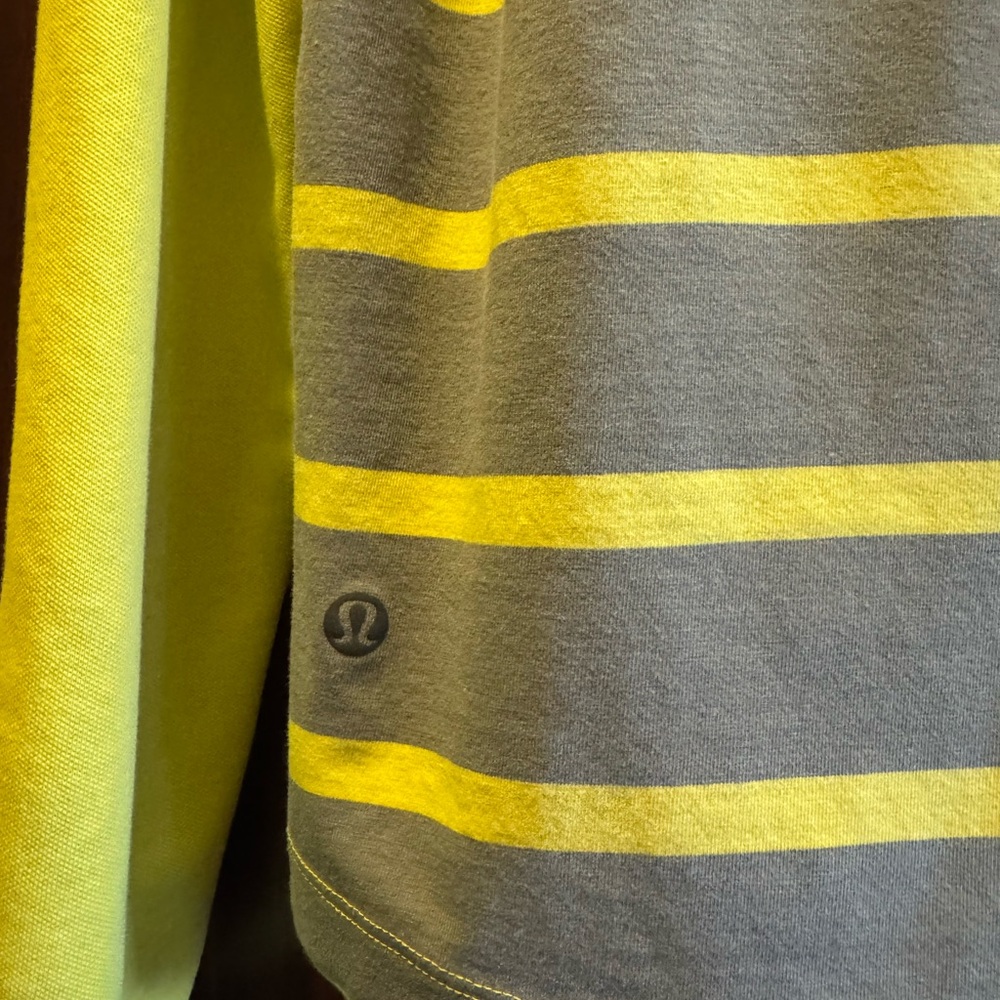 lululemon Gray and Yellow Striped Long Sleeve Top